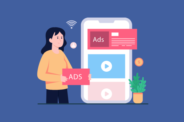 Illustration of a marketer reviewing ad performance data, highlighting costly mistakes and strategies for optimizing ad budget.