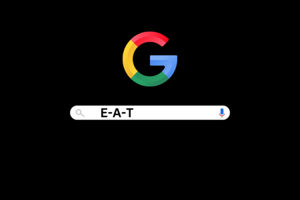 Graphic of Google Search box showing E-A-T in search box