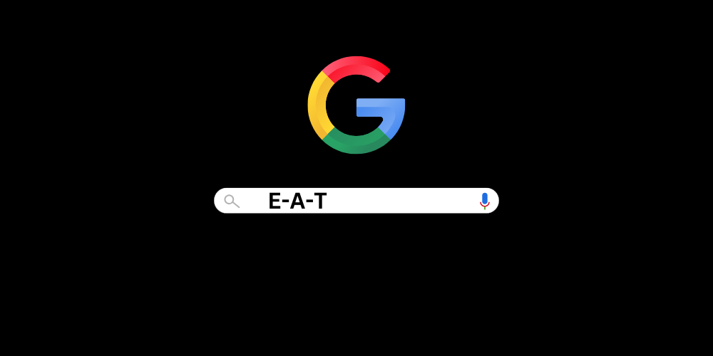 Graphic of Google Search box showing E-A-T in search box