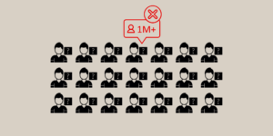 Graphic of a marketer analyzing follower metrics to detect fake followers, aiming to protect ad budget and improve campaign authenticity.
