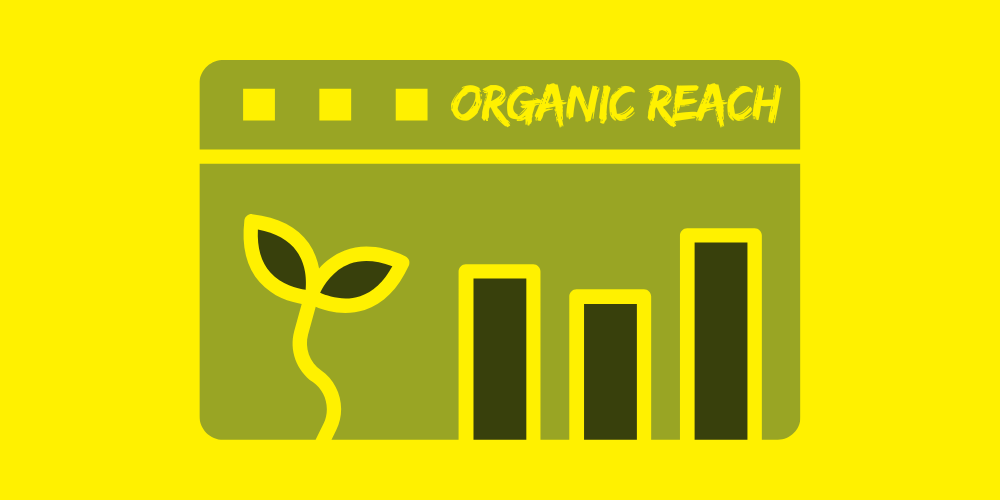 Image showing social media metrics with a decline in organic reach, focusing on strategies to improve visibility and engagement.