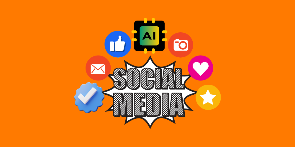 Graphic of an AI tool generating social media posts, showcasing how to streamline content creation and improve engagement using free AI tools.