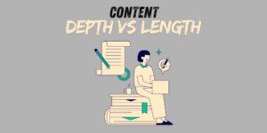 Comparison graphic of detailed vs. lengthy content, emphasizing their impact on on-page SEO and search rankings.