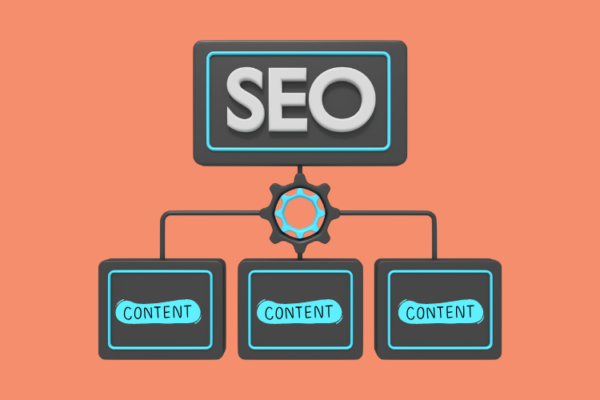 Illustration showing effective on-page SEO techniques including keyword placement, content structuring, and internal linking.