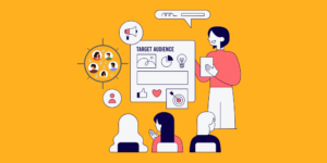 Illustration of a focused spotlight on a small group of people, showcasing the power of targeting niche audiences for higher returns.