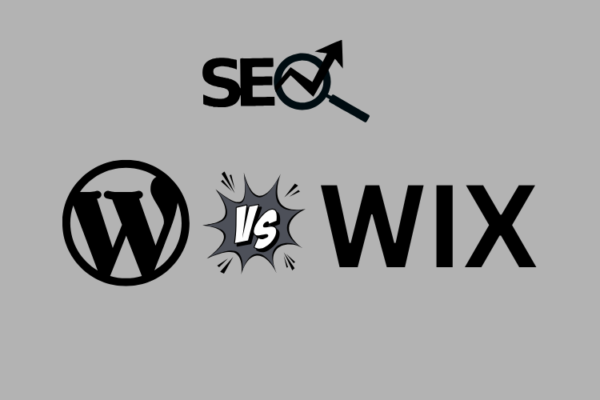 Side-by-side comparison of WordPress and Wix dashboards, highlighting their SEO and customization features for website optimization.